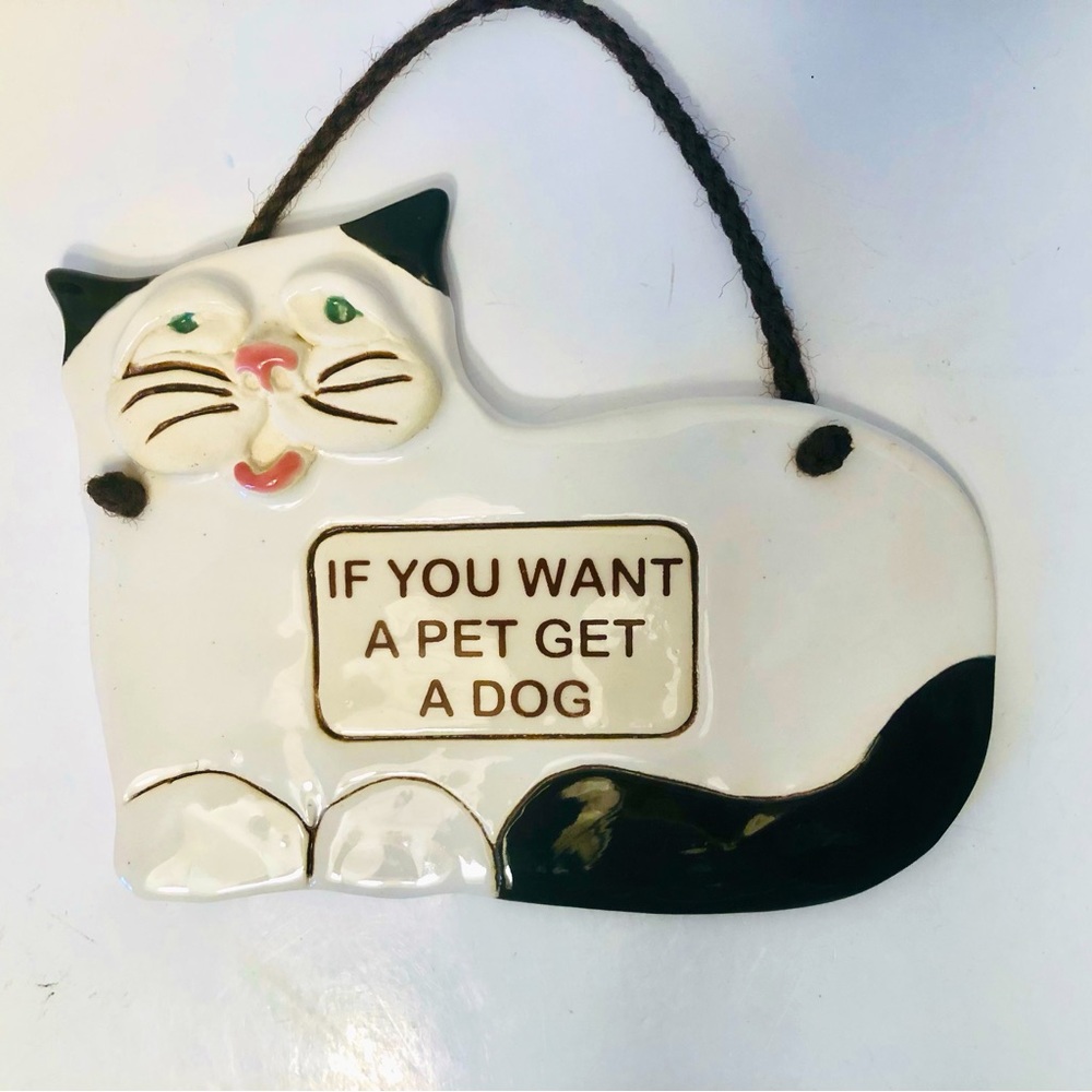 Vintage 1994 Ceramic Cat Plaque, Like New, Smoky Mountain Pottery, 7.5”W x 6”
